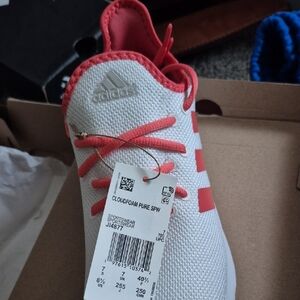 adidas Kids Cloudfoam Sneaker - White & Coral